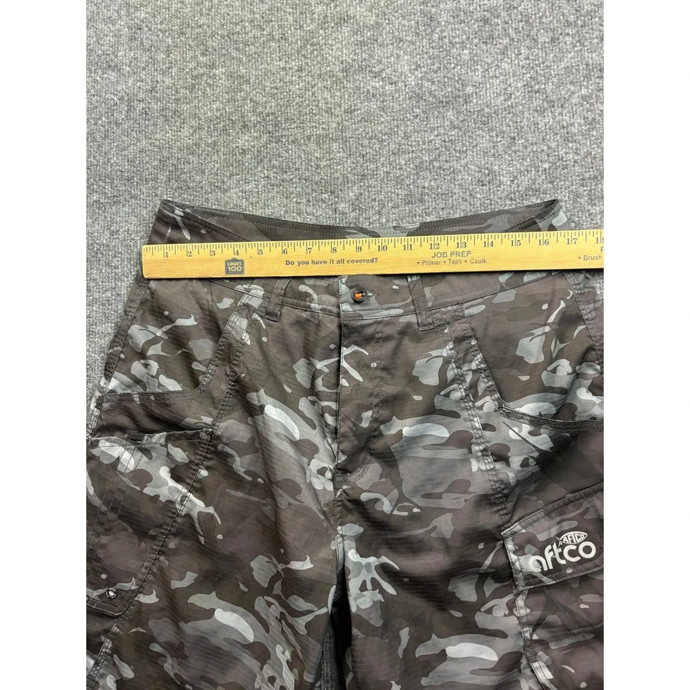AFTCO Fishing Shorts Mens 32 Grey Camo Ripstop Cargo Performance Stretch